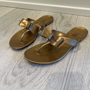 Coach Flip Flops with Bow, size 6, gold